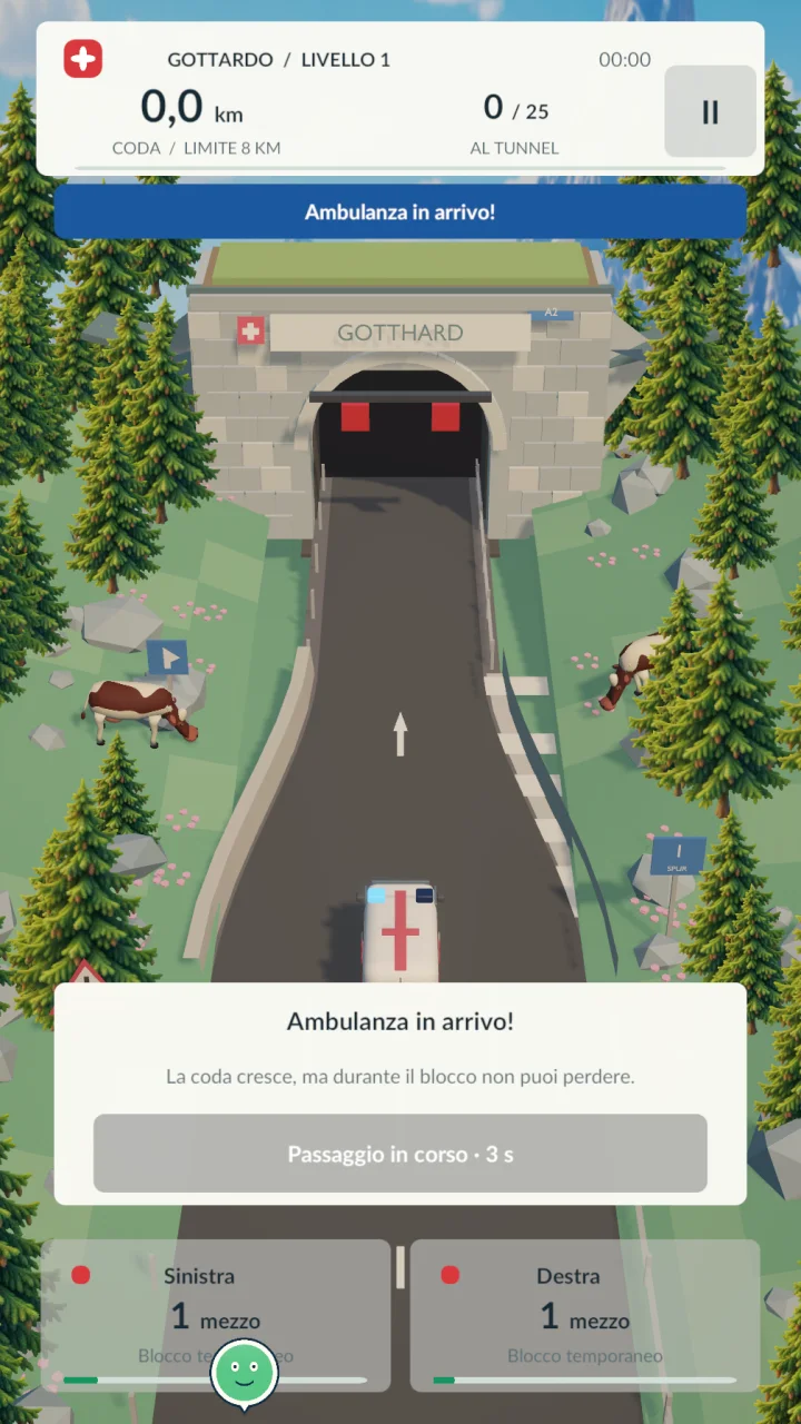 Ambulanza che attraversa la strada in Gotthard Panic
